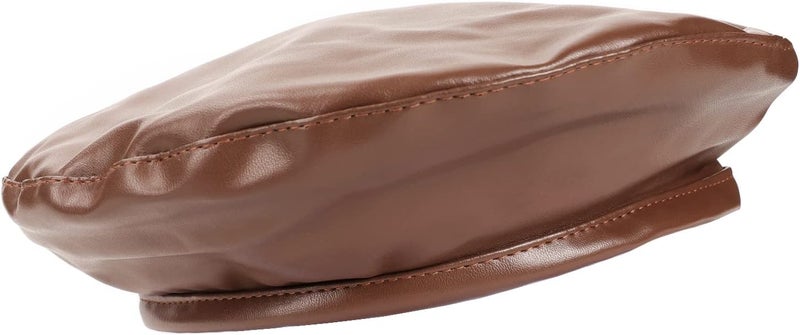Wheebo PU Leather Berets for Women French Beret Hats Artist Painter Hat Classic Solid Style - Image 3